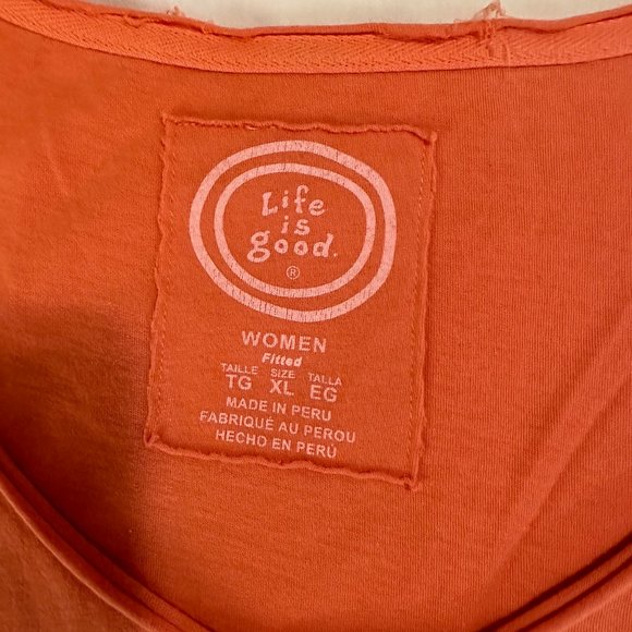 Life Is Good cotton "surfer theme" orange tee - Picture 4 of 6